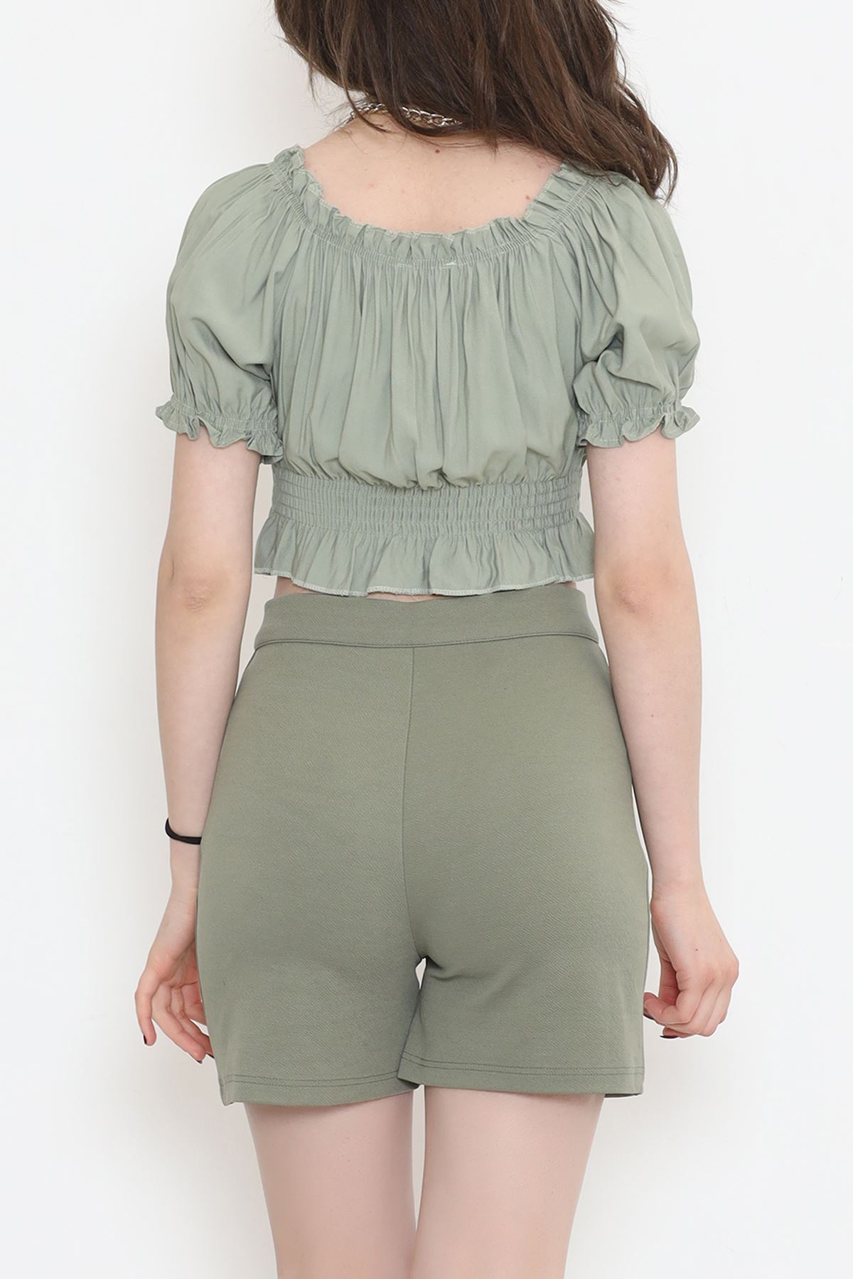 Bel Lastikli Crop Bluz Mint - 18482.1153.