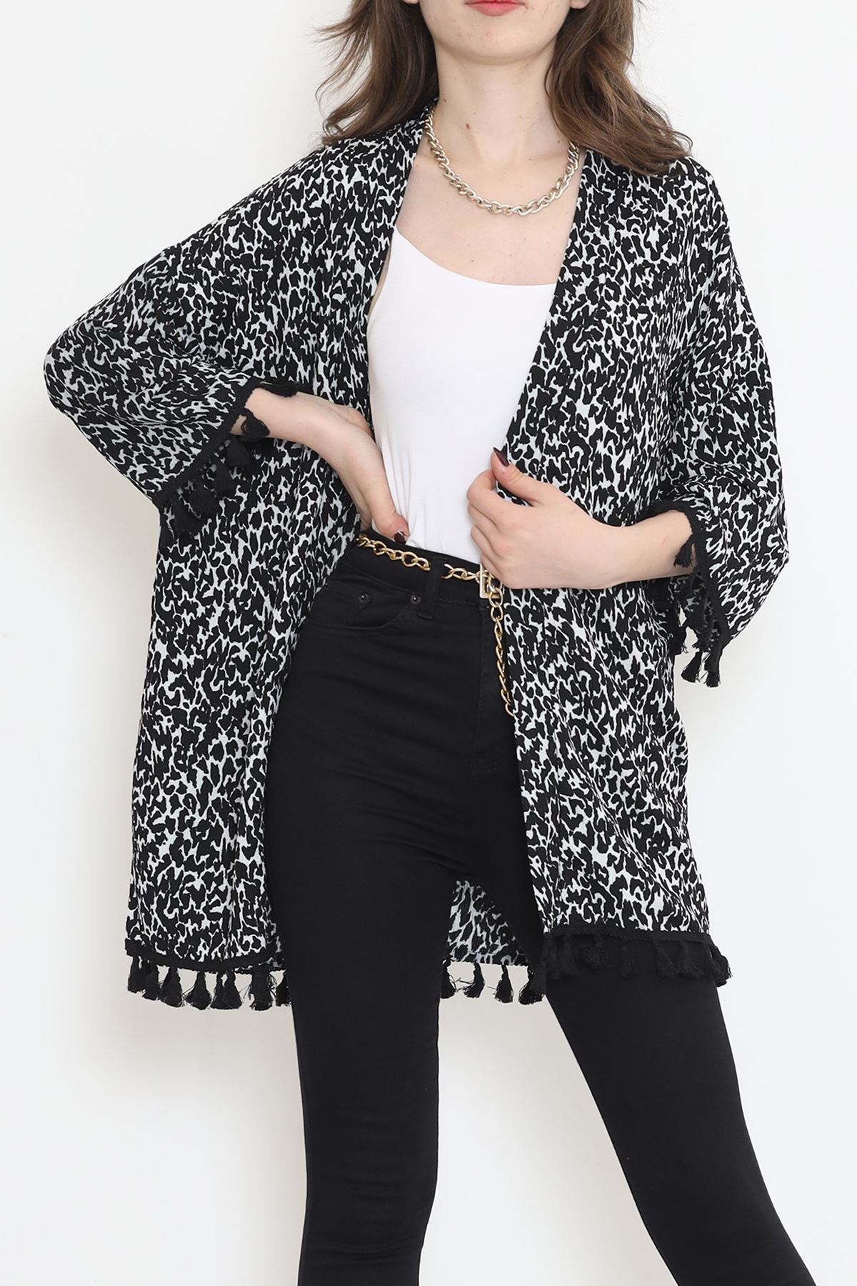 Desenli Kimono Siyahbeyaz - 2492.555.